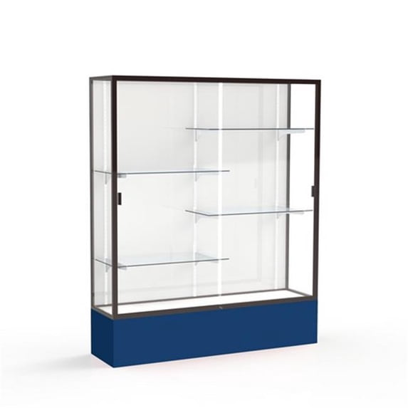 Waddell 375WB-BZ-NY Spirit 60 x 72 x 16 in. Navy Base Floor Display Case with 5 ft. Length, White Back - Dark Bronze