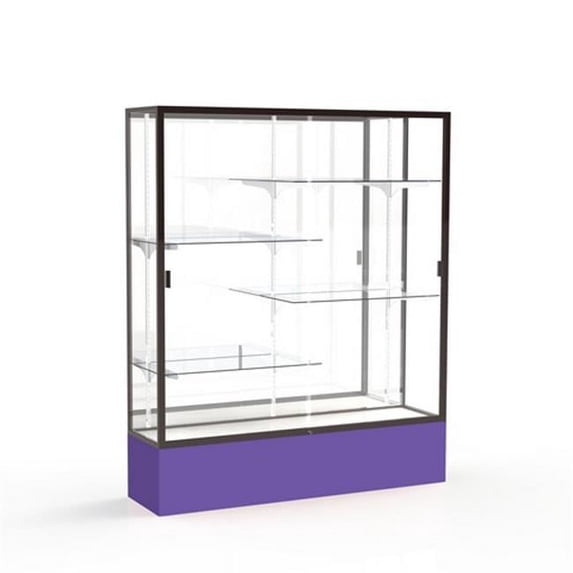 Waddell 375MB-BZ-PE Spirit 60 x 72 x 16 in. Purple Base Floor Display Case with 5 ft. Length, Mirror Back - Dark Bronze