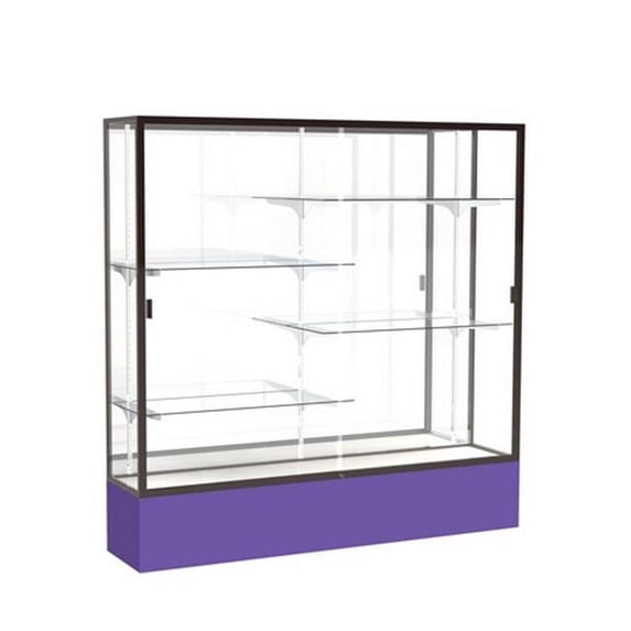 Waddell 376MB-BZ-PE Spirit 72 x 72 x 16 in. Purple Base Floor Display Case with 6 ft. Length, Mirror Back - Dark Bronze