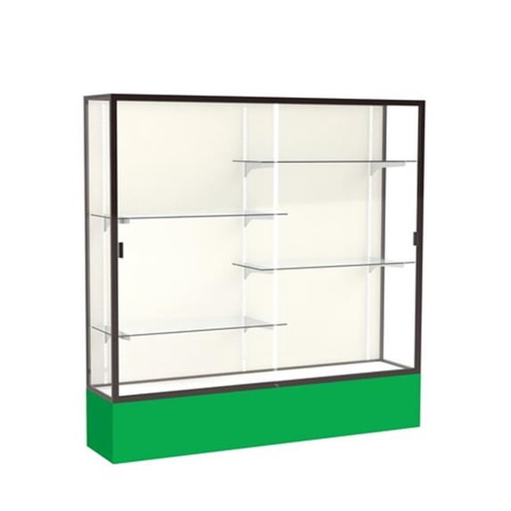 Waddell 376PB-BZ-KG Spirit 72 x 72 x 16 in. Kelly Green Base Floor Display Case with 6 ft. Length, Plaque Back - Dark Bronze