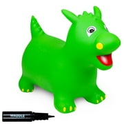 Waddle Inflatable Hopping Animal, Kids and Toddlers Age 2 and up, With Pump, Green Dragon