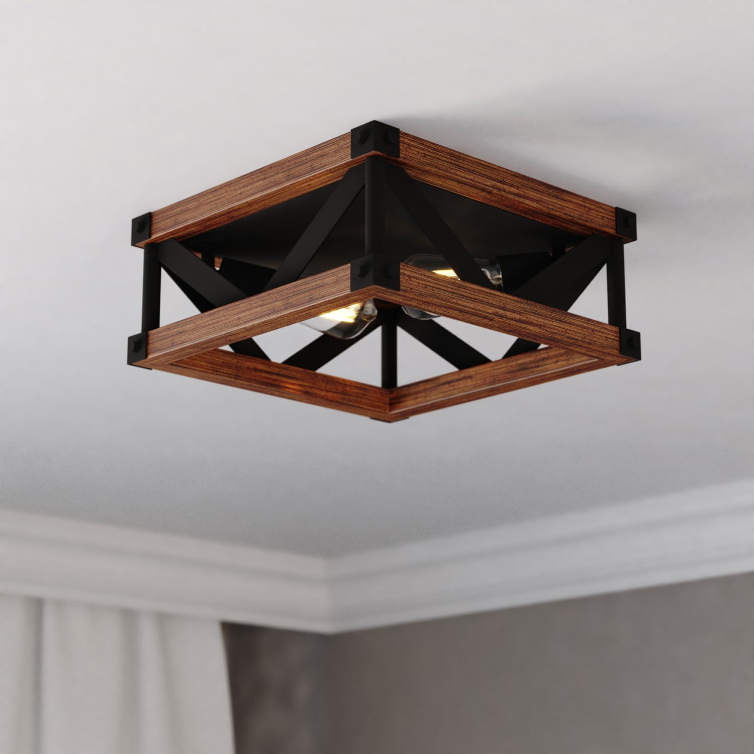 Wade 13-Inch Matte Black Glass Flush Mount Ceiling Light
