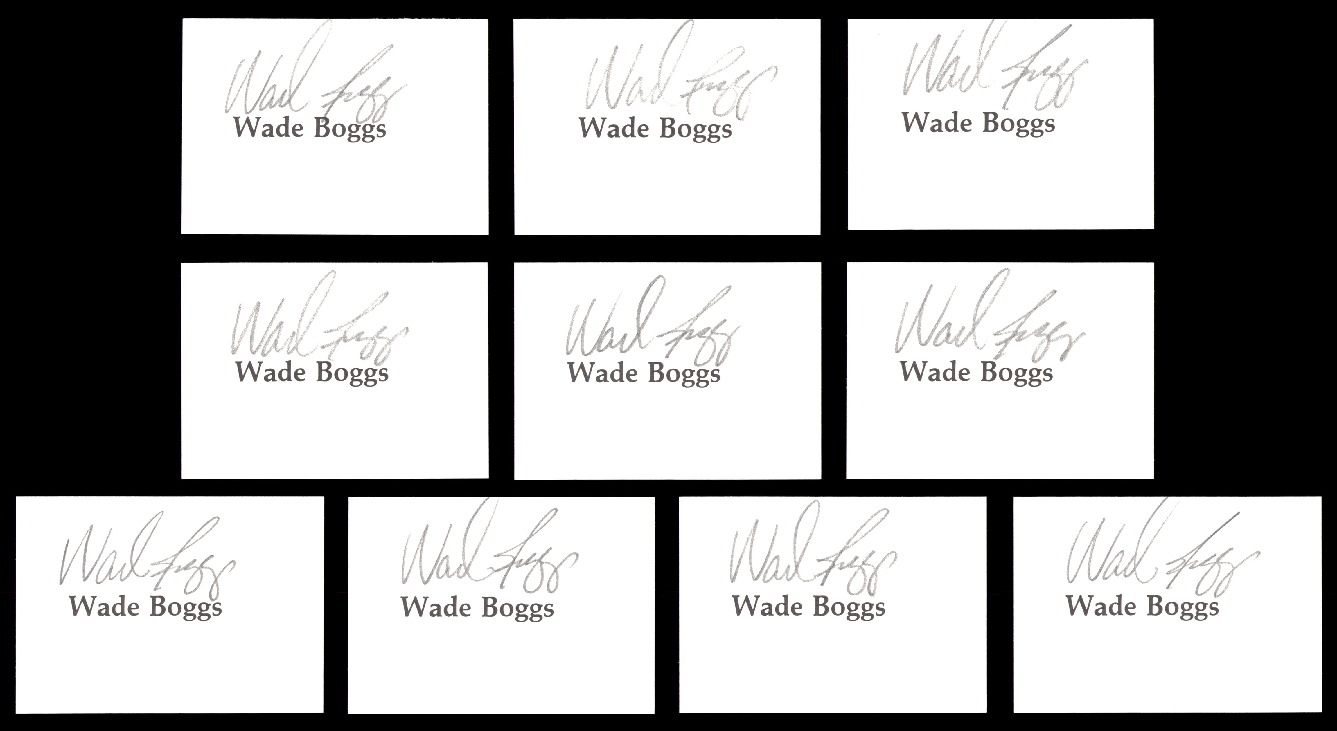 Wade Boggs Autographed 10 Count Lot of 2.5x3.5 Index Cards Boston Red Sox 237572