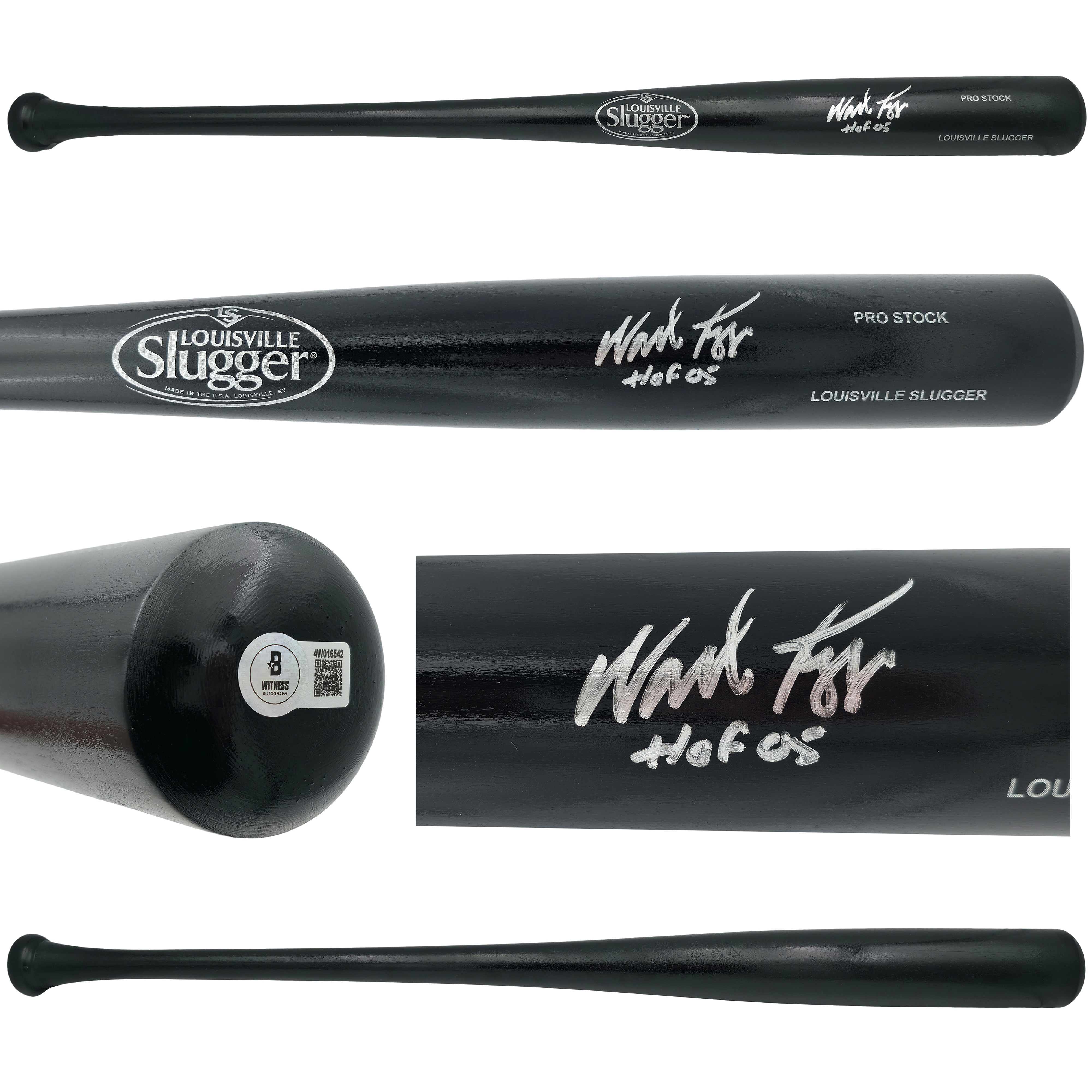 Wade Boggs Autographed Black Louisville Slugger Pro Stock Baseball Bat Boston Red Sox "HOF 05" Beckett BAS Witness 253583