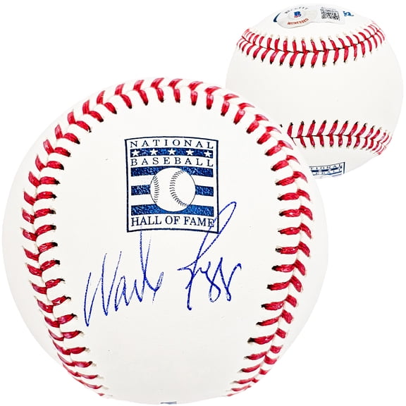 Wade Boggs Autographed Official Hall Of Fame HOF Logo Baseball Boston Red Sox Beckett BAS Witness 212244