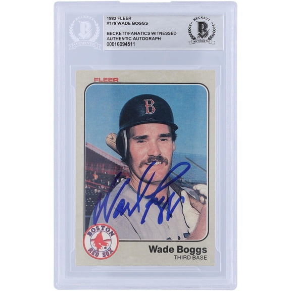 Wade Boggs Boston Red Sox Autographed 1983 Fleer #179 Beckett Fanatics Witnessed Authenticated Rookie Card - Fanatics Authentic Certified