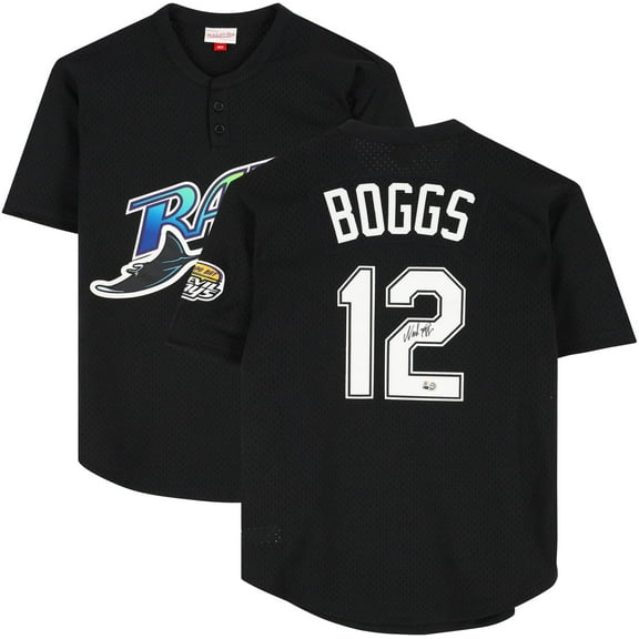 Wade Boggs Tampa Bay Rays Autographed Black Mitchell & Ness Batting Practice Pullover Authentic Jersey - Fanatics Authentic Certified