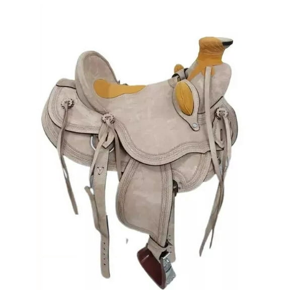 Wade Wide Tree Gullet Western Rough out Leather Horse Tack Saddle.