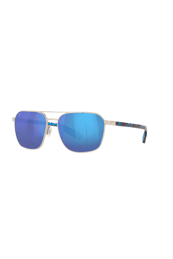 Wader Sunglasses, Brushed Silver with Blue Mirror Polarized Glass (580G) Lenses