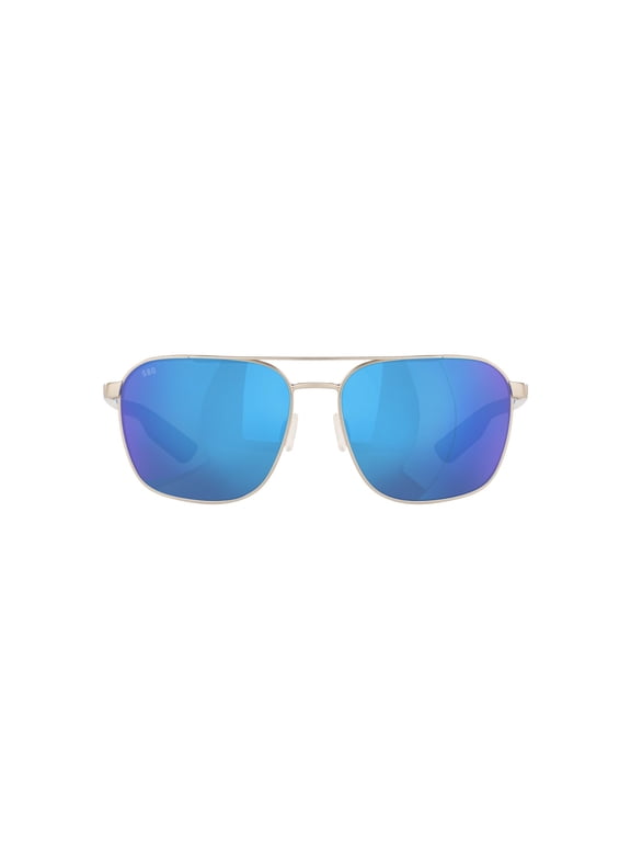 Wader Sunglasses, Size 58 Brushed Silver with Blue Mirror Polarized Glass 580G Lenses
