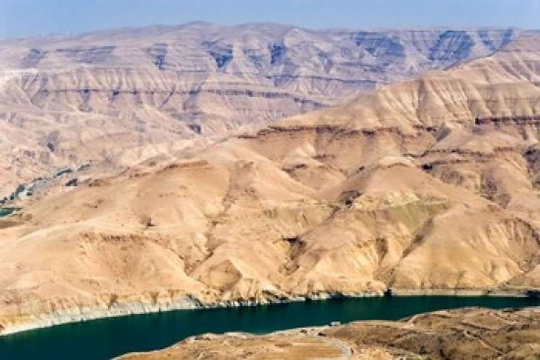 Wadi Al Mujib Dam and lake Jordan Canvas Art - Nico Tondini DanitaDelimont (36 x 24)