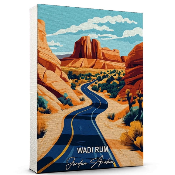 Wadi Rum Travel Canvas Wall Art Jordan Arabia Canvas A Scenic Artwork That Evokes Calmness, Wanderlust, and Connection with the World