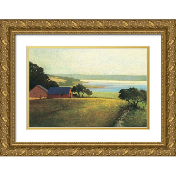 Wadlington, Sandy 32x23 Gold Ornate Wood Framed with Double Matting Museum Art Print Titled - Salt Water Farm