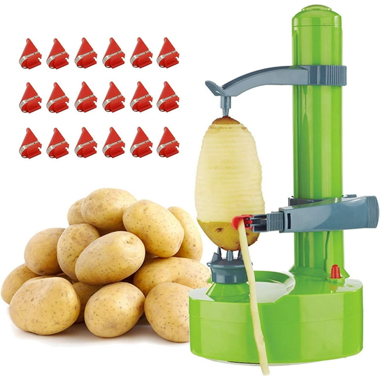  Stainless Steel Electric Fruit Peeler，Automatic Peeler Potato  Fruit Apple Pear Veg Peeling Machine + 2 Blades (NO ADAPTER): Home & Kitchen