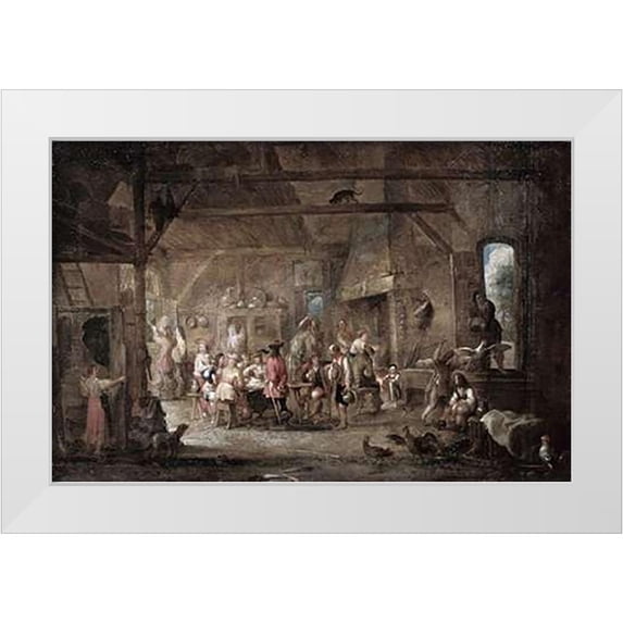 Wael, Cornelis de 24x17 White Modern Wood Framed Museum Art Print Titled - At The Bar