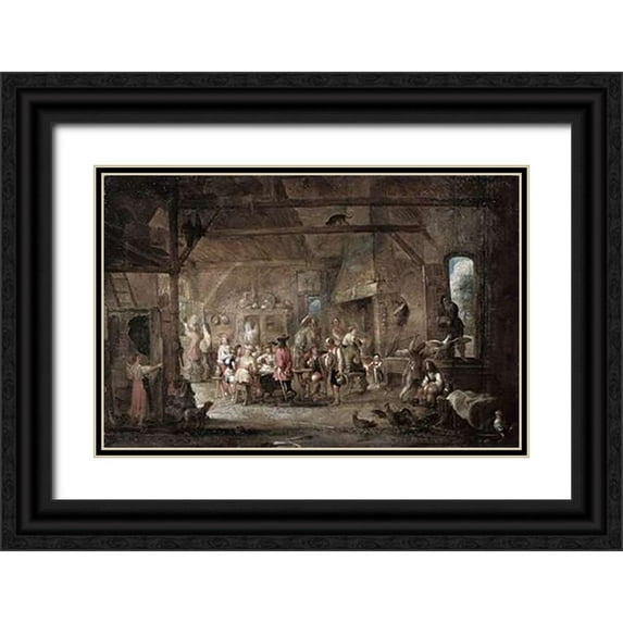 Wael, Cornelis de 32x22 Black Ornate Wood Framed with Double Matting Museum Art Print Titled - At The Bar