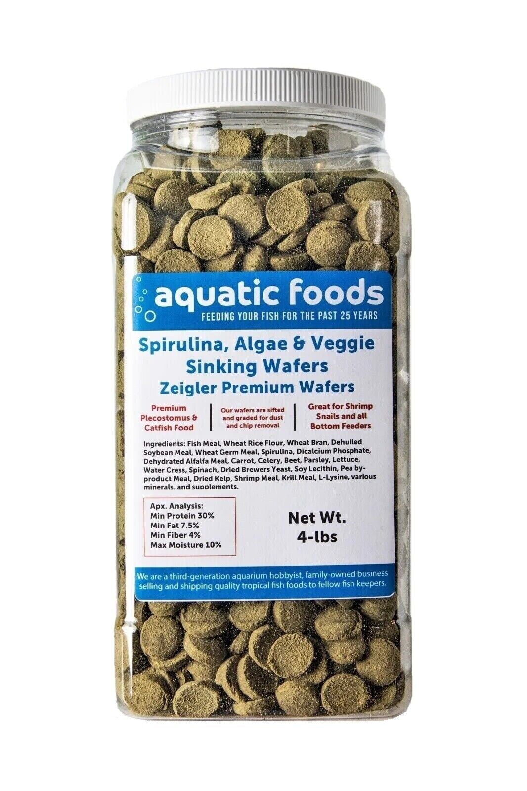 Wafers of Spirulina, Algae, Veggies, Sinking Wafers for Bottom Fish