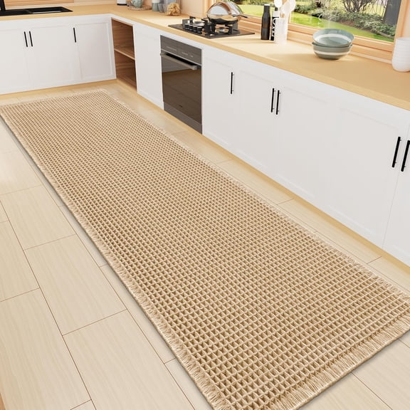 Waffle Bath Mat 72x17, Extra Soft Absorbent Bathroom Rugs, Non Slip Machine Washable Quick Dry Bath Rugs for Bathroom Floor, Tub, Shower, Home Decor Accessories, Brown