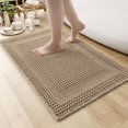 thumbnail image 1 of Waffle Bath-Mat, Absorbent Bath Mats for Bathroom Non Slip, Machine Washable Bathroom Rugs with Tassels Ultra Soft Boho Bath Rugs for Floor 17''x24'' Beige, 1 of 7