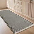 thumbnail image 1 of HAKUNA Waffle Bath Mat Green & Cream 6'x2',Boho Woven Modern Bath Rug Mats, Absorbent Non Slip Bathroom Floor Mat, Soft Washable Bath Rugs with Tassels for Bedroom, Kitchen, Shower, Tub, 1 of 7