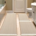 thumbnail image 1 of HAKUNA Waffle Bath Mat Set 3 Piece Brown & Cream,Woven Modern Bath Rug Mats, Absorbent Non Slip Bath Floor Mat, Soft Washable Boho Bath Rugs with Tassels for Bathroom, Bedroom, Kitchen,Tub, 1 of 7