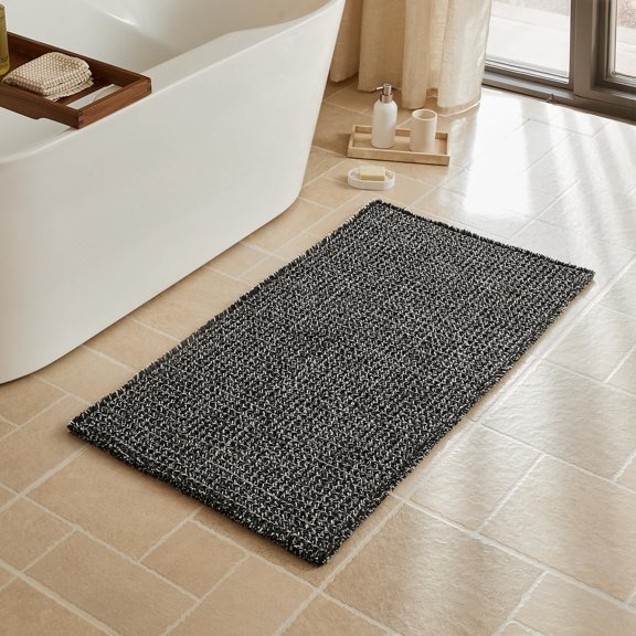 Waffle Bath Mat, Small Boho Bathroom Rugs Non Slip Washable, Ultra Soft Super Absorbent Quick Dry Farmhouse Bathroom Decor, 16" x 24", Khaki