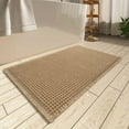 thumbnail image 1 of Thick Waffle Bath Mat Super Absorbent Non Slip Bathroom Rug, Machine Washable Tassel Decor Floor Mat with Rubber Backing, 17x24 Inch, Brown, 1 of 6