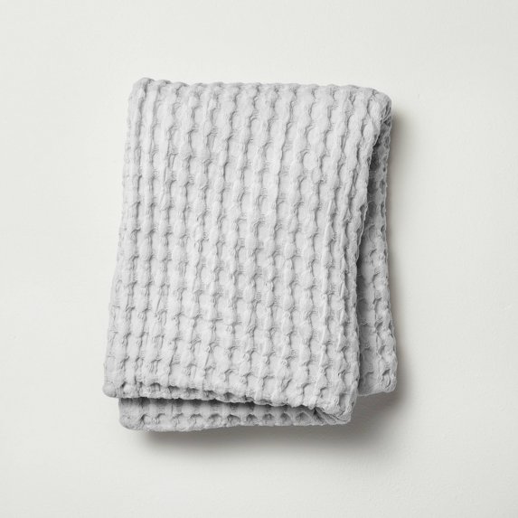 Waffle Body Pillow Cover Light Gray - Cotton Zipper Closure, Machine Washable