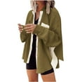thumbnail image 1 of Waffle Button Down Shirt Women Casual Knit Tops Plaid Patchwork Long Sleeve Loose Fit Shacket with Pocket,Womens Fall Shacket Clearance Sale 2024, 1 of 5