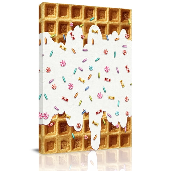 Waffle Candy Canvas Wall Art for Living Room, Country Farmhouse Gold Waffle Texture Colorful Candy Poster Print Painting for Bedroom Office Home Decoration Wall Pictures Prepare To Hang 8"x10"