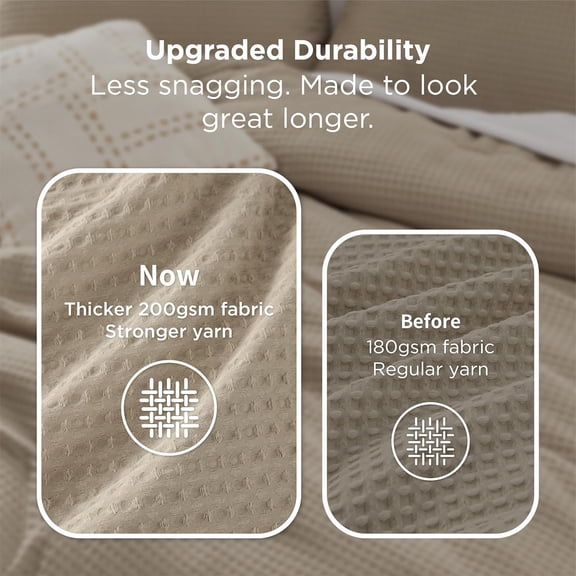 Waffle Comforter Set Queen, Soft and Breathable Khaki Bedding Comforter Set
