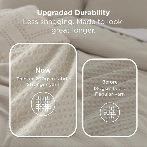 Waffle Comforter Set Queen, Soft and Breathable Linen Bedding Comforter Set, 3 Pieces