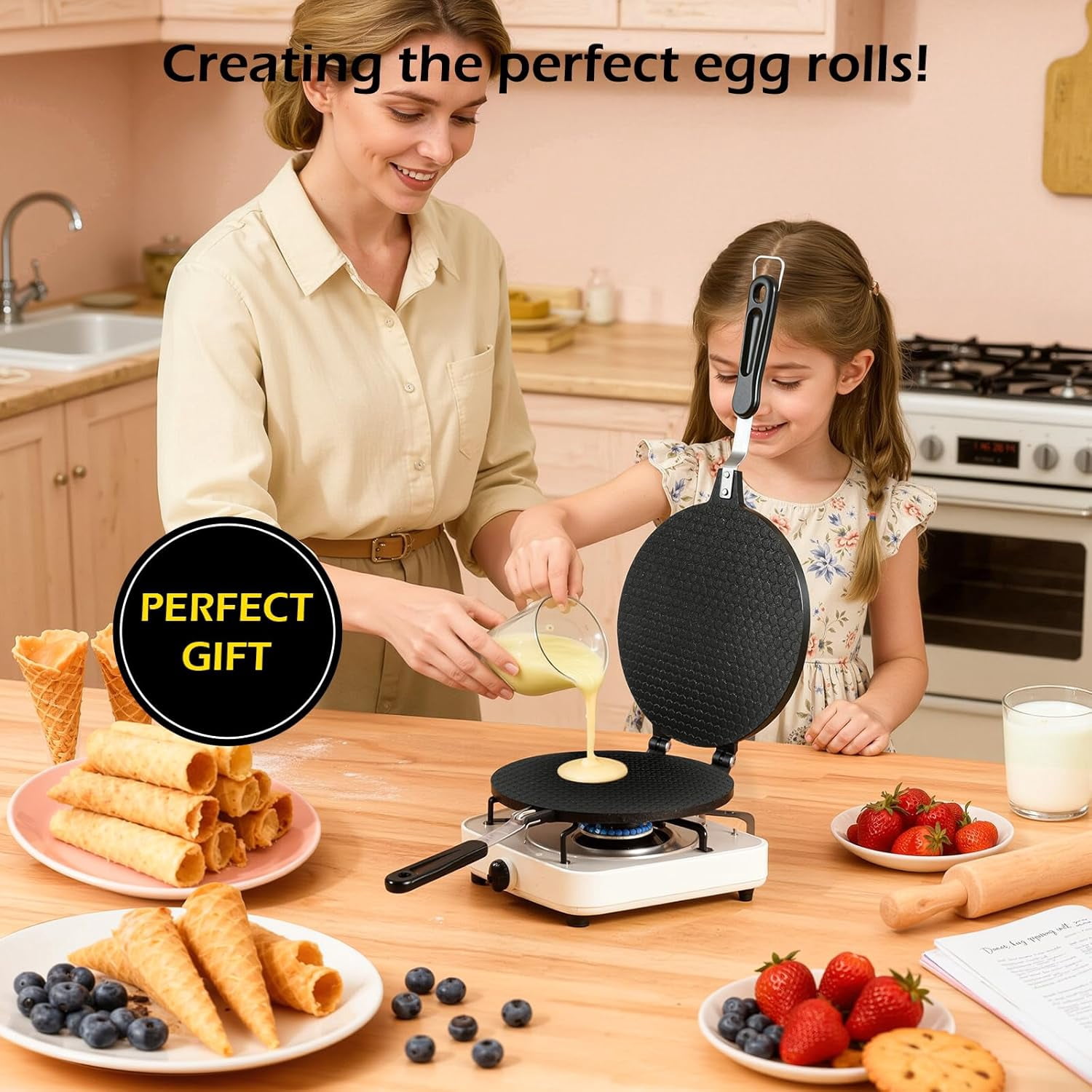 Waffle Cone Maker Non-stick Ice Cream Cone Maker 8.66 inches Aluminum Egg Roll Mold for Crispy Rolls