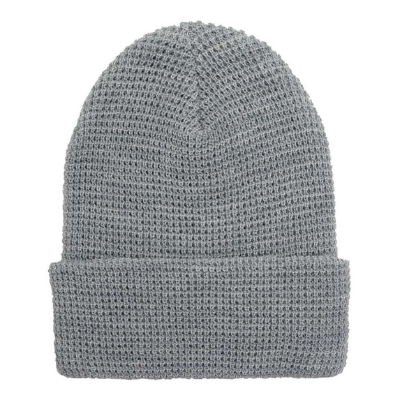Yupoong 2501KC YP Classics Waffle Cuffed Beanie-Heather Grey