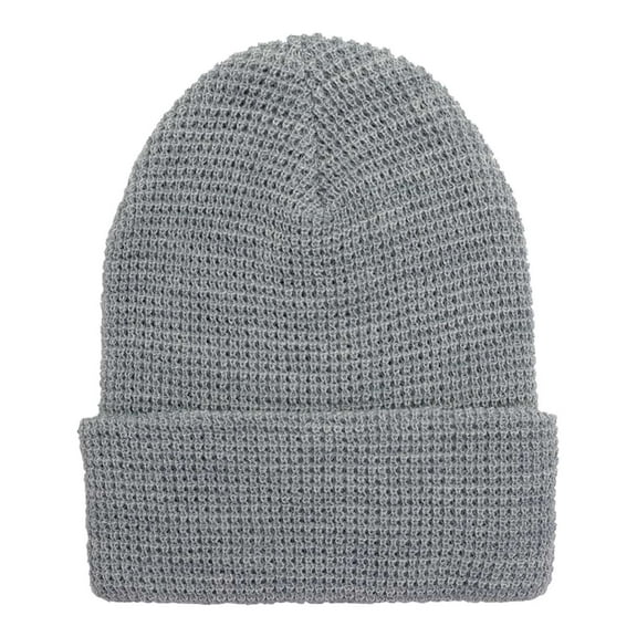 Yupoong 2501KC YP Classics Waffle Cuffed Beanie-Heather Grey
