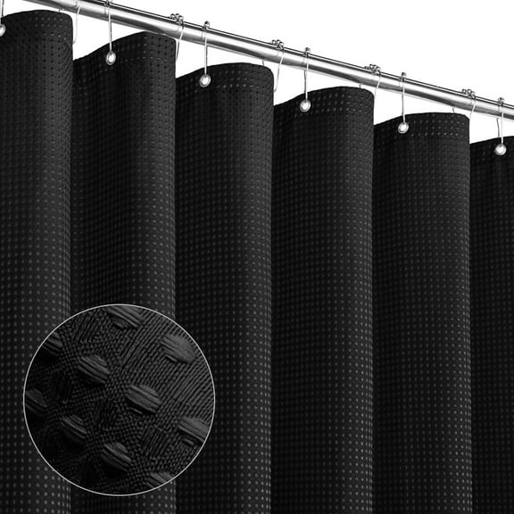 Waffle Fabric Shower Curtain, Heavyweight Cloth Shower Curtains for Modern Hotel Bathroom Decor, Waterproof & Wrinkle Resistant