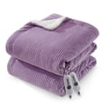 thumbnail image 1 of Waffle Flannel Heated Blanket Queen Size - Dual Control Electric Blanket, 4 Heat Levels, 10H Auto Shut Off, Fast Heating, ETL Certified, Machine Washable - Purple, 84x90 inches, 1 of 5