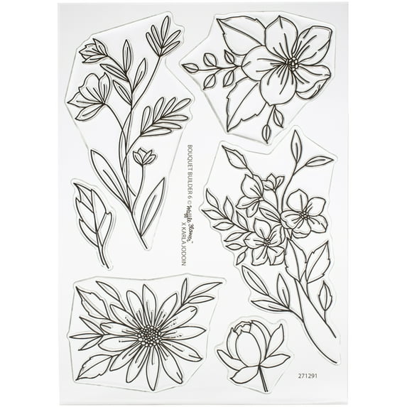 Waffle Flower Crafts Clear Stamp 5"X7"-Bouquet Builder 6