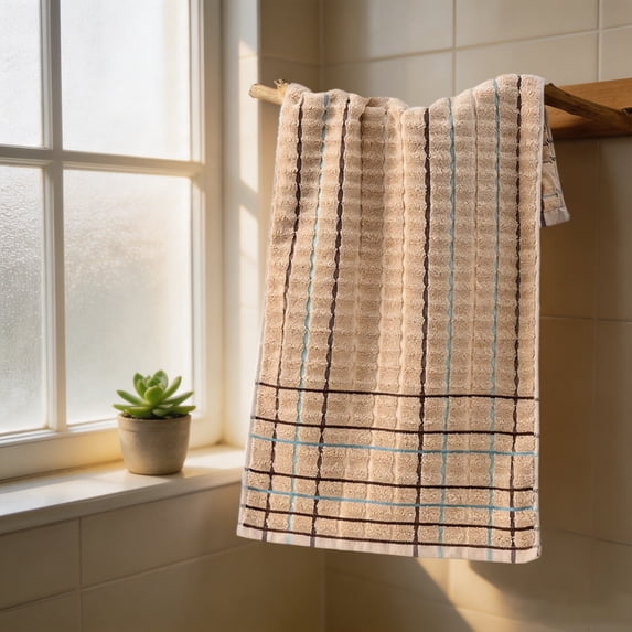 Waffle Grid Plaid Cotton Hand Towels,Ultra Soft Absorbent Washcloths,Quick Dry Reusable Face Towels for Bathroom,Kitchen,Spa,Home Use