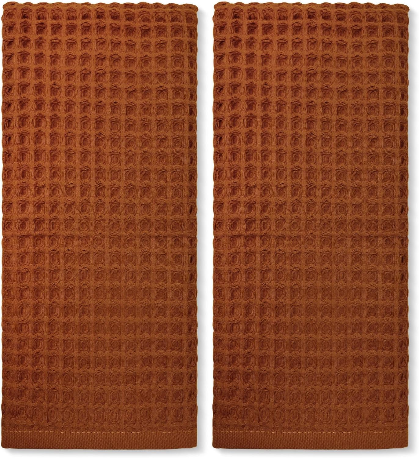 Waffle Hand Towels for Bathroom Kitchen 2-Piece (Rust) – Cotton Quick Dry, Super Soft, Absorbent Towels for Fall Decor, 13x29”