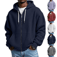 thumbnail image 1 of Waffle Hoodie Men Full Zip Sweatshirt Hooded Cardigan with Pocket Loose Fit Drawstring Athletic Jackets Navy M, 1 of 9
