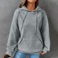 thumbnail image 1 of Waffle Hoodie Women,Womens Hoodies Casual Long Sleeve Drawstring Waffle Pullover Tops Solid Color Loose Hooded Sweatshirt with Pocket, 1 of 7