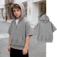thumbnail image 1 of Waffle Hoodies Boys Zipper Short-Sleeved Purple Kids Hoodies Sweatshirts Size 9-10 Years, 1 of 5