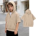 thumbnail image 1 of Waffle Hoodies Quarter Zip Boys Short Sleeved White Hoodie For Boys Girls Size 9-10 Years Boys Clothes, 1 of 5
