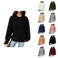thumbnail image 1 of Waffle Hoodies for Women 2025 Long Sleeve Loose Fit Plain Hoodie with Pockets Hooded Sweatshirt Women Pullover, 1 of 6
