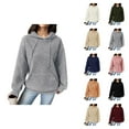 thumbnail image 1 of Waffle Hoodies for Women 2025 Long Sleeve Loose Fit Plain Hoodie with Pockets Hooded Sweatshirt Women Pullover, 1 of 6