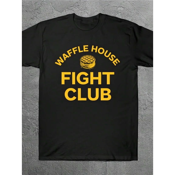 Waffle House Fight Club Graphic T-Shirt For Men & Women - 100% Anti-Shrink Soft Fabric, Regular Fit Short Sleeve Round Neck Tee With Bacon & Eggs Breakfast Print, Streetwear Casual Shirt