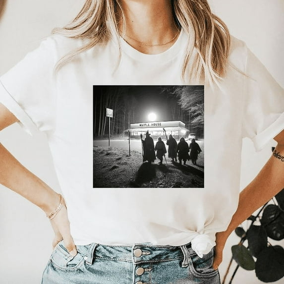 Waffle House Middle-Earth Meme Funny Rings Parody Graphic Art Unisex T-Shirt V71065, up to size 5XL