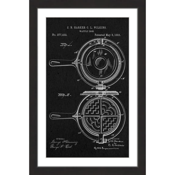 "Waffle Iron 1883 Black Paper" Framed Painting Print