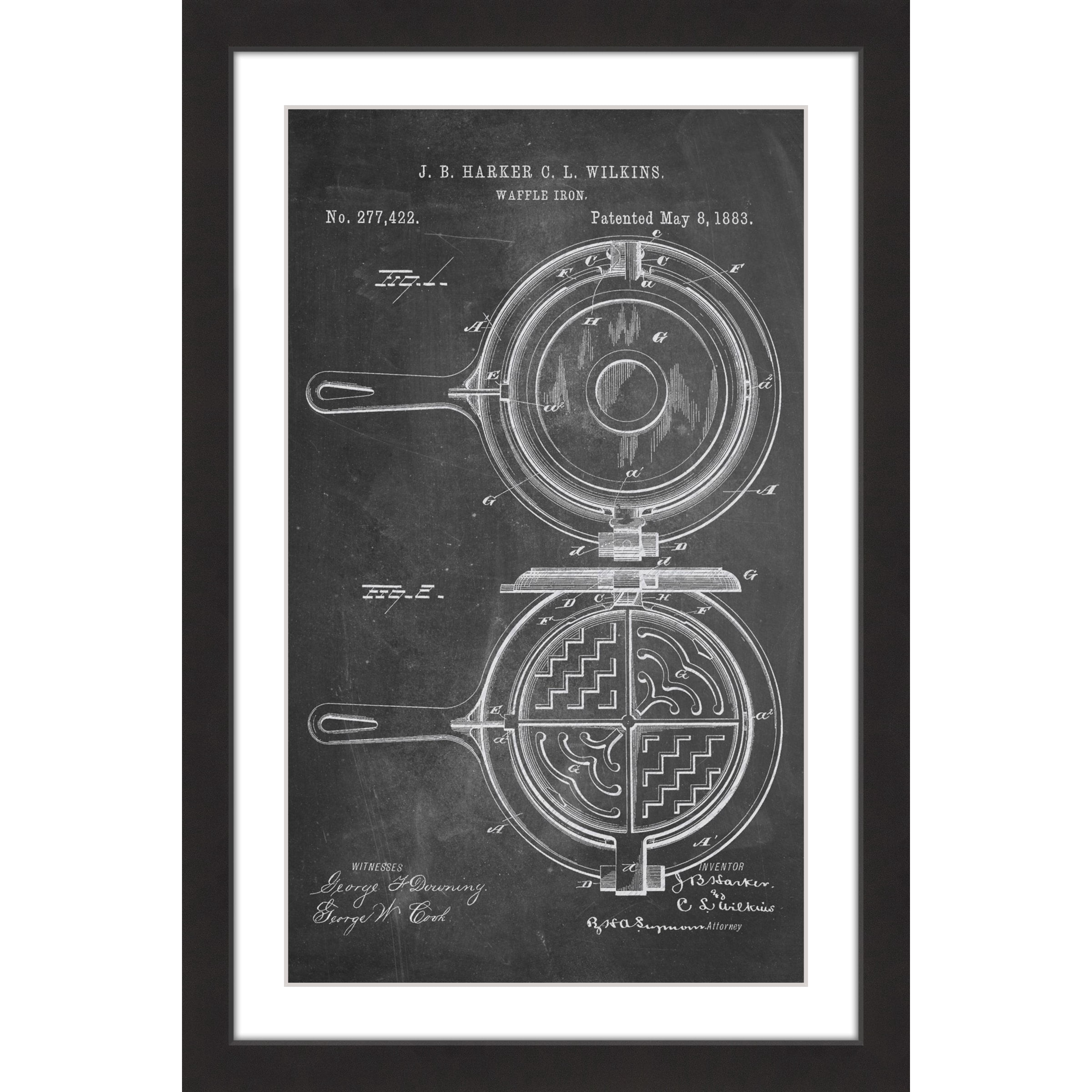 "Waffle Iron 1883 Chalk" Framed Painting Print
